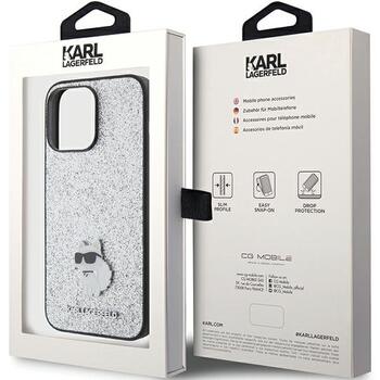 Karl Lagerfeld Fixed Glitter Choupette Logo Metal Pin Защитный Чехол для Apple iPhone 15 Pro Max (KLHCP15XGCNPSG)