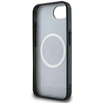 Case Guess IML Metal Glitter 4G Circle Triangle MagSafe Aizsargapvalks priekš iPhone 16e / 17e / melns (GUHMPSE4HG4PRTGK)