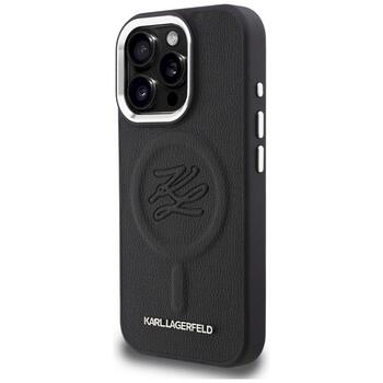 Case Karl Lagerfeld Initial & Metal Logo MagSafe Защитный чехол для iPhone 16 Pro / чёрный (KLHMP16LPGFKLRDK)