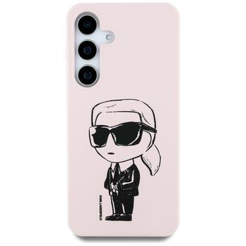 Case Karl Lagerfeld Silicone Graffiti Ikonik Printed Logo MagSafe Aizsargapvalks priekš Samsung Galaxy S25 / rozā (KLHMS25SPNYKGRTP)