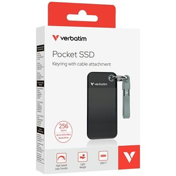 Verbatim 32415 Pocket SSD Внешний накопитель 256GB USB-C 3.2 gen.2 / чёрный-серый 32415 (32415)