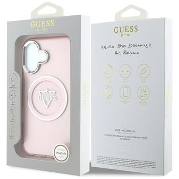 Case Guess IML Metal Mountain Logo MagSafe Aizsargapvalks priekš iPhone 16 / rozā (GUHMP16SHFGTMSLSP)