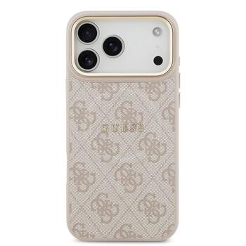 Guess PU Leather 4G Gold Frame MagSafe Case Защитный чехол для iPhone 17 Pro Max / розовый (GUHMP17XP4MSEGCP)