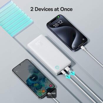Baseus Airpow Lite Портативный аккумулятор 10000 mAh 15W / белый (PPAP2-10A)