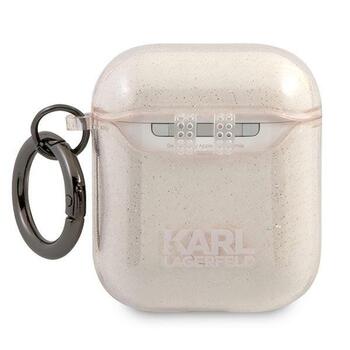 Karl Lagerfeld KLA2UKHGD AirPods cover Aizsargapvalks priekš AirPods Glitter Karl`s Head / zelta (KLA2UKHGD)
