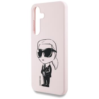 Case Karl Lagerfeld Silicone Graffiti Ikonik Printed Logo MagSafe Aizsargapvalks priekš Samsung Galaxy S25 / rozā (KLHMS25SPNYKGRTP)