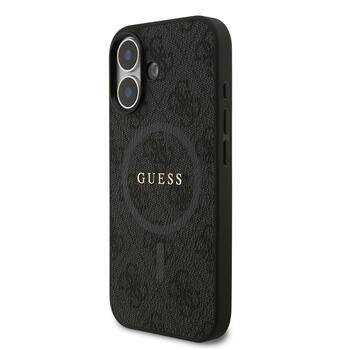 Guess PU Leather 4G Colored Ring MagSafe Case Aizsargapvalks priekš iPhone 17 / melns (GUHMP17SG4GFRK)