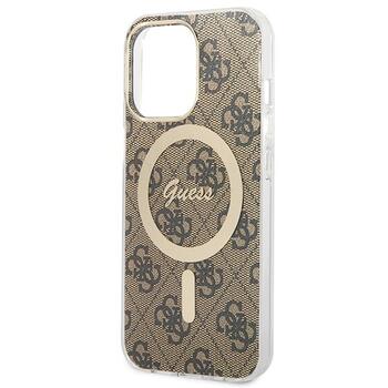 Guess Set GUBPP13LH4EACSW Case+ Charger Hard Case 4G Print MagSafe Aizsargapvalks priekš iPhone 13 Pro / brūns (GUBPP13LH4EACSW)