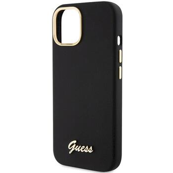 Guess GUHCP15SSMBSLK Hardcase Silicone Script Metal Logo & Fram Aizsargapvalks priekš iPhone 15 / 14 / 13 6.1