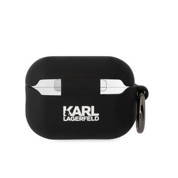 Karl Lagerfeld 3D Logo NFT Karl Head Silicone Case Aizsargapvalks priekš AirPods Pro 2 / melns (KLAP2RUNIKK)