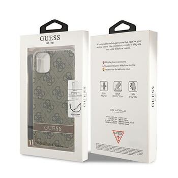 Guess GUOHCN61H4STW Hardcase 4G Print Strap Aizsargapvalks priekš iPhone 11 / brūns (GUOHCN61H4STW)