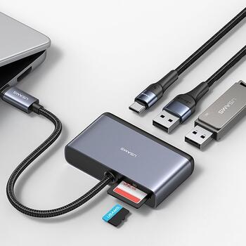 Usams 5in1 USB 2.0 / USB 3.0 / USB-C / TF / SD / hubs (SJ628HUB01)