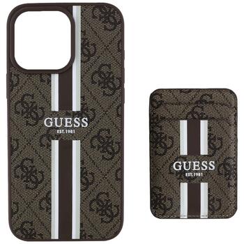 Guess 4G Stripes with wallet Magsafe Case Aizsargapvalks priekš iPhone 16 Pro Max / brūns (GUBPHCP16XP4RPSW)