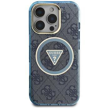 Case Guess IML Metal Glitter 4G Circle Triangle MagSafe Защитный чехол для iPhone 16 Pro Max / синий (GUHMP16XHG4PRTGB)