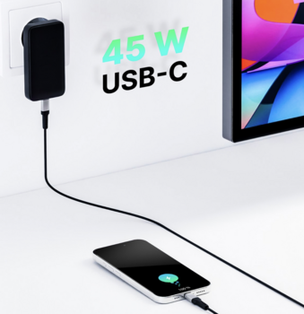 Qualo QLS-GN-US-AC-45-01 GaN Ultra Slim Зарядное устройство USB-C / 45W (QLS-GN-US-AC-45-01)
