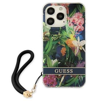 Guess GUHCP13LHFLSB Hardcase Flower Strap Aizsargapvalks priekš iPhone 13 Pro / 13 6,1