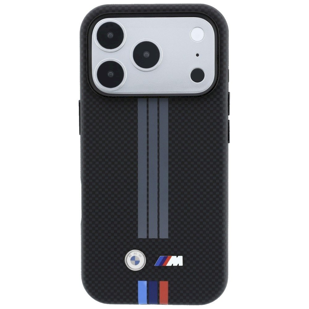 BMW M Quadrille Kevlar Case Anthracite & Tricolor Print Lines MagSafe Aizsargapvalks priekš iPhone 18 Pro Max (BMHMP18X25PUKRESK)