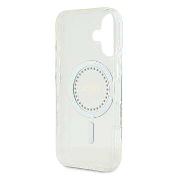 Guess IML Rhinestones Ring MagSafe Case Aizsargapvalks priekš iPhone 16 / balts (GUHMP16SPFTDTEH)