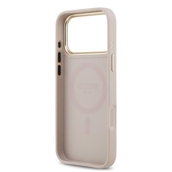 Guess PU Leather 4G Gold Frame MagSafe Case Защитный чехол для iPhone 17 Pro Max / розовый (GUHMP17XP4MSEGCP)