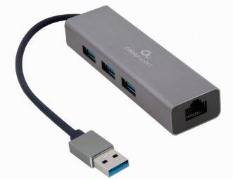 Gembird USB AM Gigabit Tīkla adapteris / 3 portu USB 3.0 Hubs (A-AMU3-LAN-01)