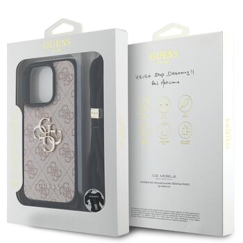 Guess PU 4G Metal Logo Crossbody Strap Case Защитный чехол для iPhone 15 Pro Max / розовый (GUHCP15XP4GMGCRP)