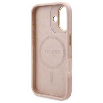 Guess GUHMP16SU4GPRP Hardcase 4G Logo Plate MagSafe Aizsargapvalks priekš iPhone 16 6.1