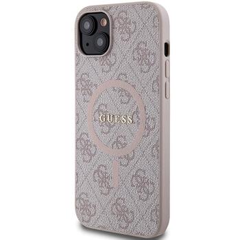 Guess 4G Collection Leather Metal Logo MagSafe Чехол для Apple iPhone 13 / 14 / 15 (GUHMP14SG4GFRP)