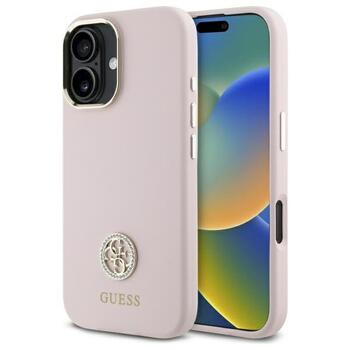Guess GUHCP16SM4DGPP Silicone Logo Strass 4G Защитный чехол для iPhone 16 6.1