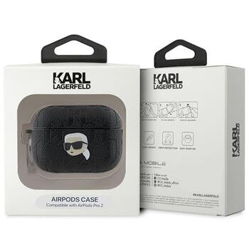 Karl Lagerfeld KLAP2PGKIPK Aizsargapvalks priekš AirPods Pro 2 (2022/2023) Monogram Karl Head / melns (KLAP2PGKIPK)