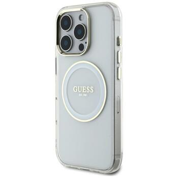 Guess IML Metal Colored Circle Classic Logo MagSafe Aizsargapvalks priekš iPhone 16 Pro Max / balts (GUHMP16XHTDRCEDH)