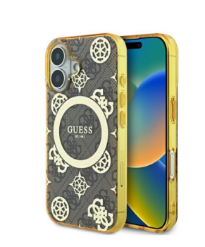 Guess IML Peony On 4G Background MagSafe Aizsargapvalks Priekš Apple iPhone 16 (GUHMP16SH4PYEEW)