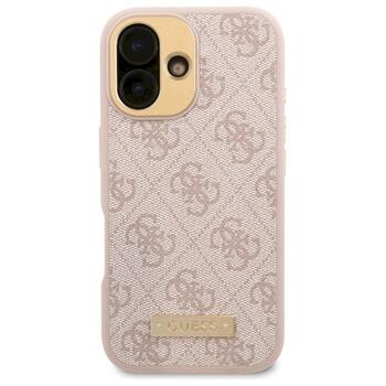 Guess GUHMP16SU4GPRP Hardcase 4G Logo Plate MagSafe Aizsargapvalks priekš iPhone 16 6.1