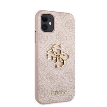 Guess PU 4G Metal Logo Case Защитный чехол для iPhone 11 розовый (GUHCN614GMGPI)