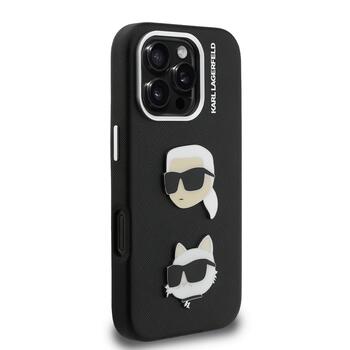 Karl Lagerfeld Grained PU K&CH Heads Case Чехол для Apple iPhone 16 Pro (KLHCP16LPSFDHPK)