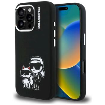 Case Karl Lagerfeld Silicone Karl&Choupette Sketch MagSafe Защитный чехол для iPhone 16 Pro / чёрный (KLHMP16LSKCGRGK)