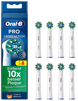 Oral-B CrossAction Zobu Birstu Uzgaļi Balts 8 gab. (8006540860472)