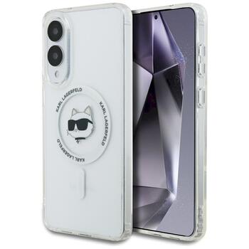 Karl Lagerfeld Button Choupette Head Printed Logo MagSafe Защитный чехол для Samsung Galaxy S25 Edge / белый (KLHMS25EHLSCHH)