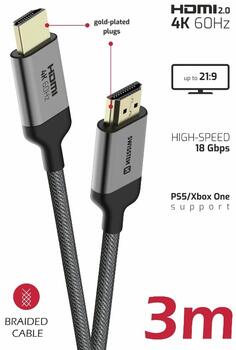 Swissten HDMI uz HDMI 4K Vads 3m (75501103)