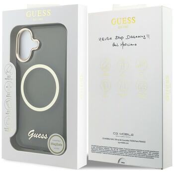 Case Guess IML Script Metal MagSafe Защитный чехол для iPhone 17 / чёрный (GUHMP17S5HTCSMSK)