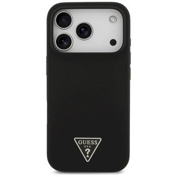 Case Guess Silicone Triangle Logo MagSafe Aizsargapvalks priekš iPhone 17 Pro / melns (GUHMP17LSCTRLMK)