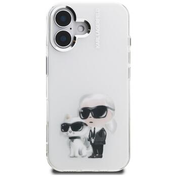 Karl Lagerfeld IML Aquarelle Karl & Choupette & Logo Aizsargapvalks priekš iPhone 16 / balts (KLHCP16SHMKCAQH)