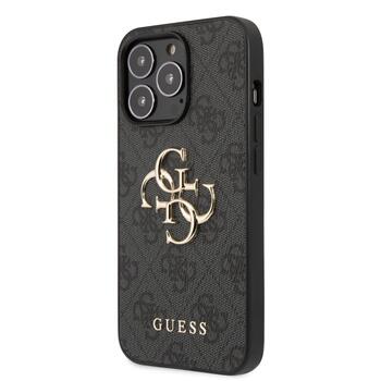 Guess PU 4G Metal Logo Case Защитный чехол для iPhone 13 Pro Max / серый (GUHCP13X4GMGGR)