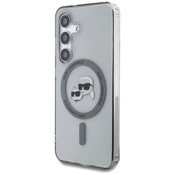 Case Karl Lagerfeld Button Karl & Choupette Heads Printed Logo MagSafe Aizsargapvalks priekš Samsung Galaxy S25+ / melns (KLHMS25MHLSKCK)