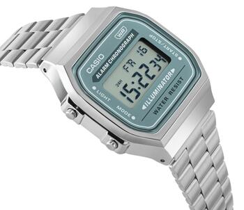 CASIO VINTAGE A168WA-3AYES Vīriešu pulkstenis / sudraba/zaļš (A168WA-3AYES)