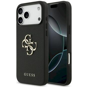 Guess Grained Big 4G & Classic Logo case Aizsargapvalks priekš iPhone 17 Pro Max / melns (GUHCP17XPGT4MBK)
