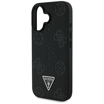Case Guess Grained Hot Stamp Peony Triangle Logo MagSafe Защитный чехол для iPhone 16 / чёрный (GUHMP16SPGBTMK)