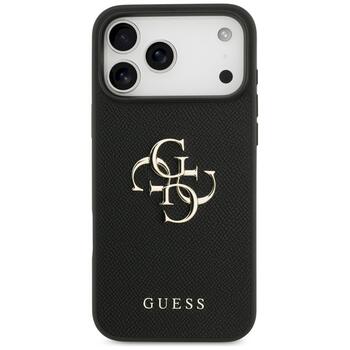 Guess Grained Big 4G & Classic Logo case Aizsargapvalks priekš iPhone 17 Pro Max / melns (GUHCP17XPGT4MBK)