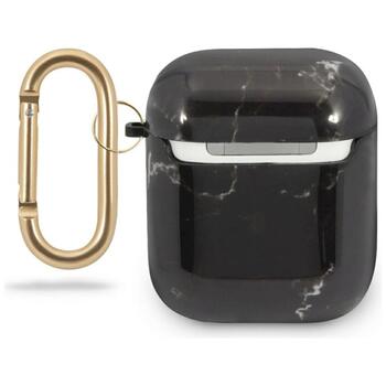 Guess GUACA2TPUMABK Aizsargapvalks priekš AirPods Marble Collection / melns (GUACA2TPUMABK)