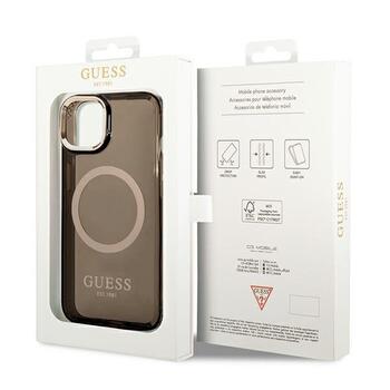 Guess GUHMP14SHTCMK Hardcase Gold Outline Translucent MagSafe Aizsargapvalks priekš iPhone 14 / 15 / 13 6.1