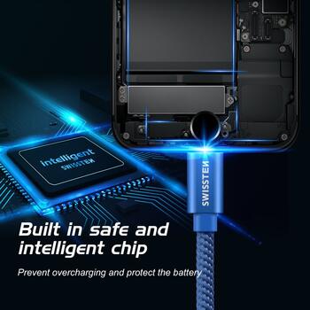 Swissten Textile Fast Charge 3A Lightning Кабель Для Зарядки и Переноса Данных 1.2m (SW-QU-LIGH-3A-1.2M-BL)